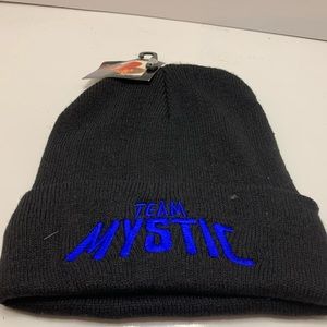 TEAM MYSTIC BENNIE HAT WITH BLIE HIGH END ACRYLIC EMBROIDERED WORDS